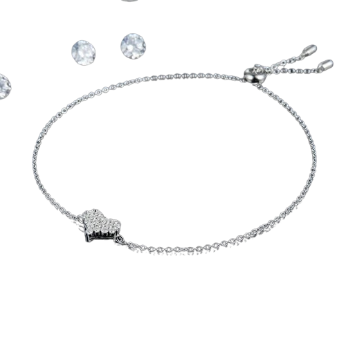 NJB-492 Heart Moissanite Bracelet
