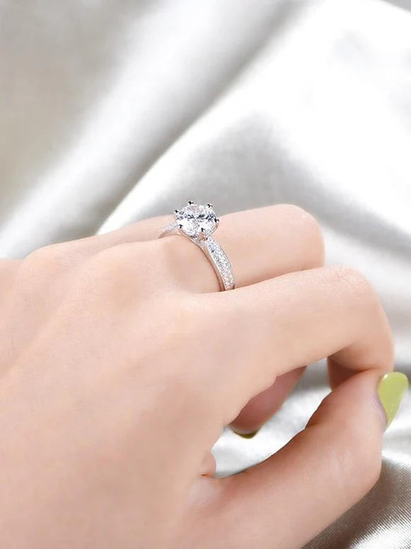 The Halo Solitaire Engagement Moissanite Ring