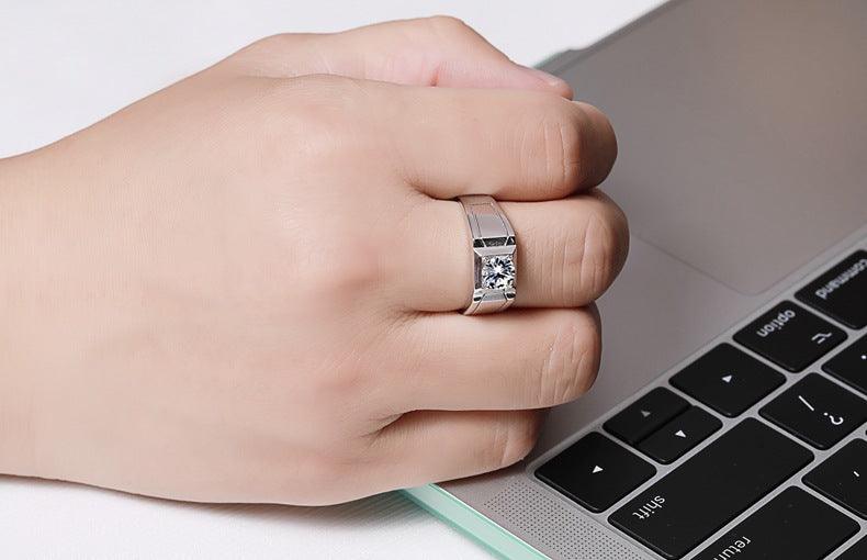 Round Cut Solitaire Moissanite Men's Ring - Nawaz Jewellers