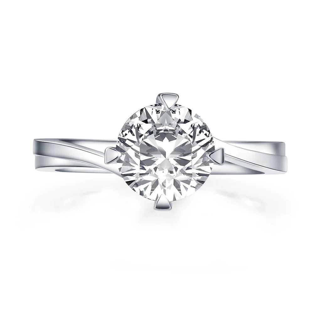 A Round-cut Solitaire Moissanite Ring