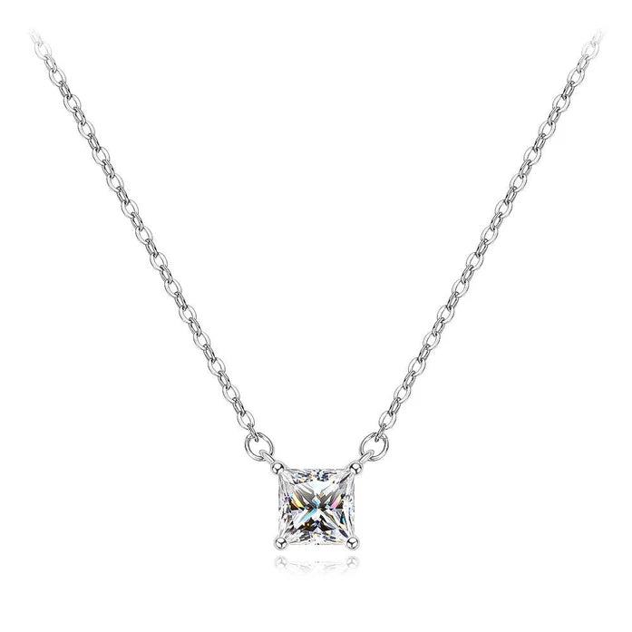 Regal Radiance Princess Cut Moissanite Pendant - Nawaz Jewellers