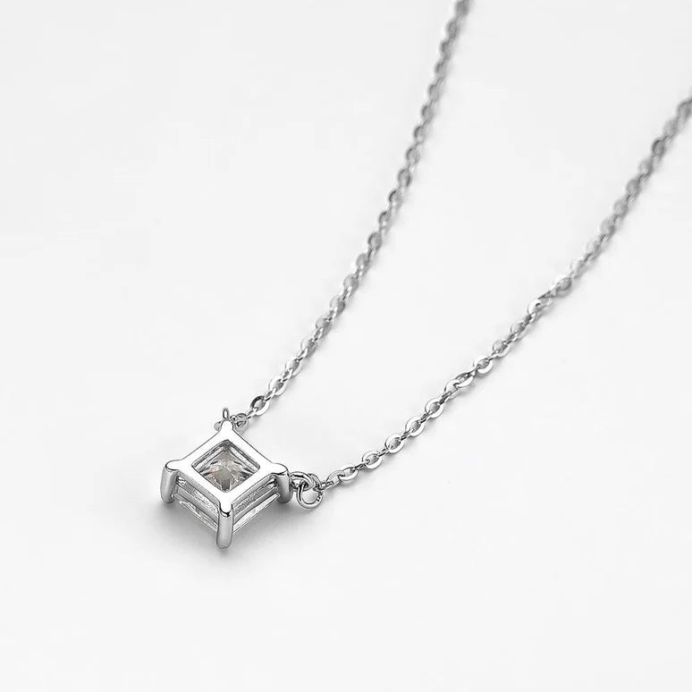 Regal Radiance Princess Cut Moissanite Pendant - Nawaz Jewellers