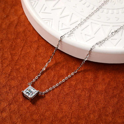 Regal Radiance Princess Cut Moissanite Pendant - Nawaz Jewellers