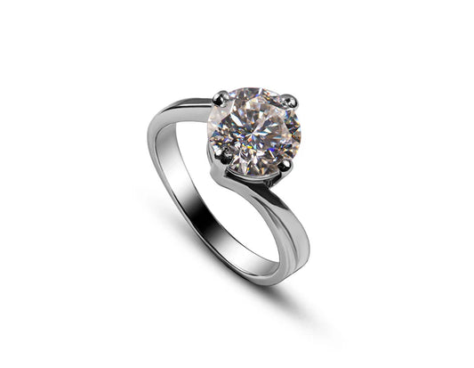 A Round-cut Solitaire Moissanite Ring